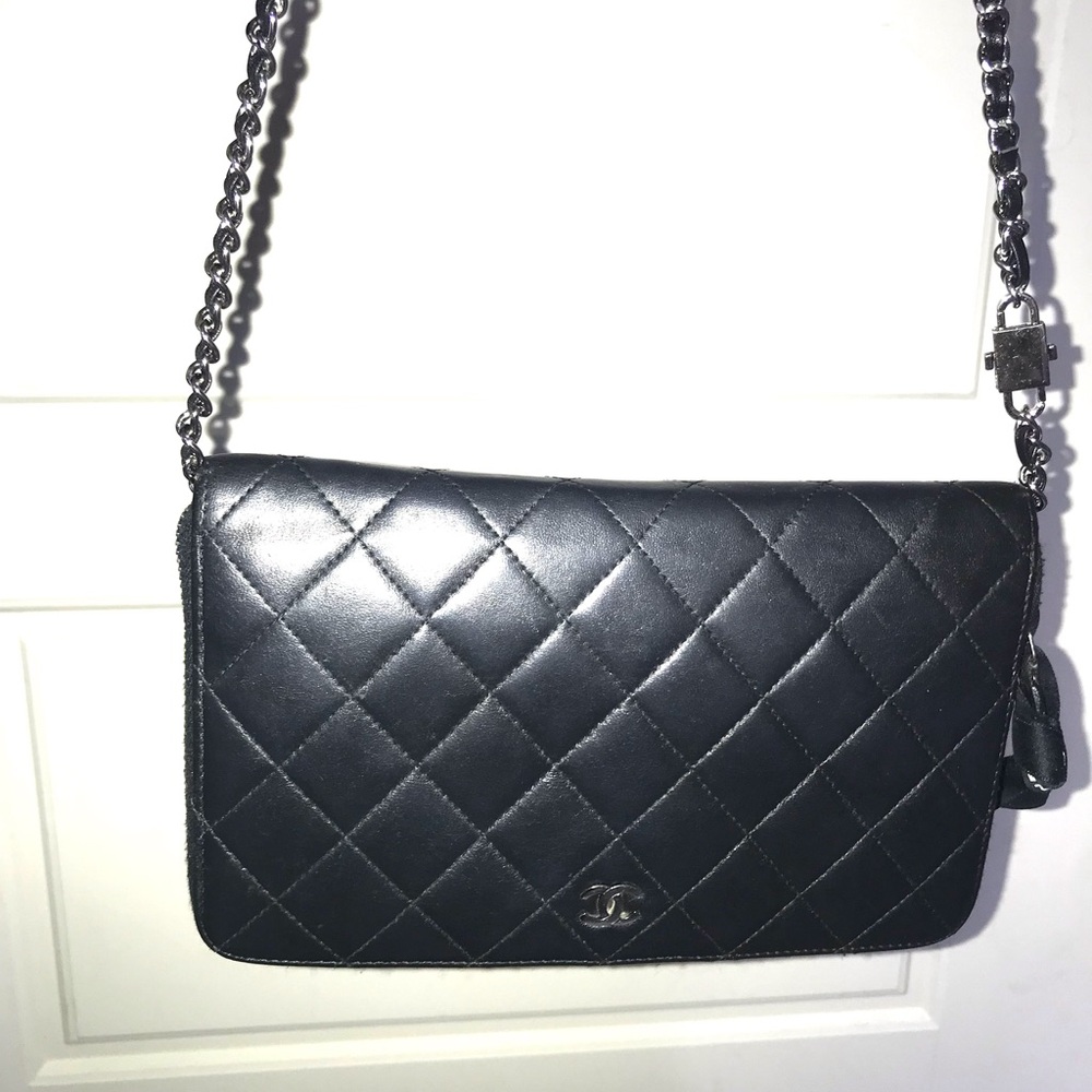 Authentic Chanel Wallet with Added Chain - Comes with Box and Card - Picture 10 of 16